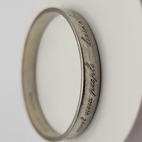 Kate Spade Approx 9 Inch Silver‎ Tone Bangle Bracelet "This Is The Year To..." - Picture 5 of 8